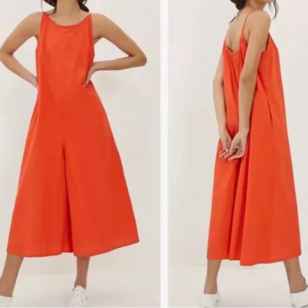 Anthropologie Orange/Red Jumpsuit with Pockets